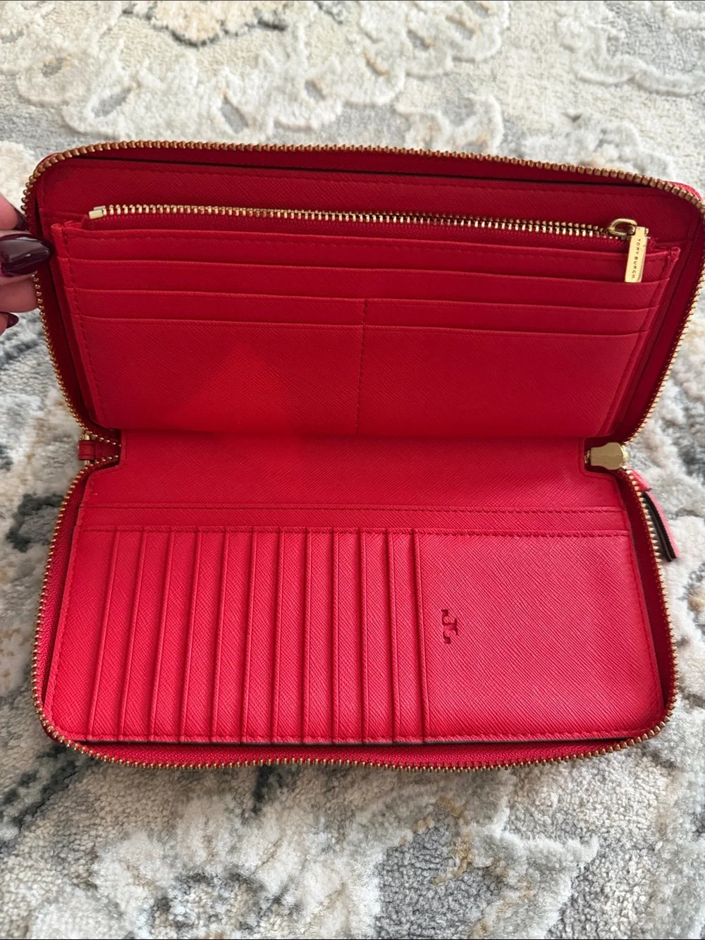 Tory Burch Red continental zip wallet